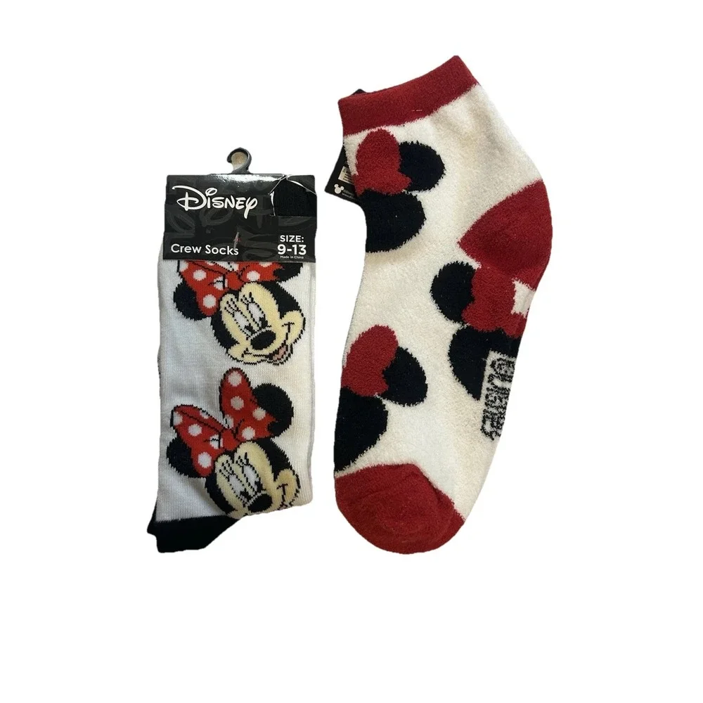 Disney - NEW - Minnie Mouse - Crew Socks (Set Of 2) + NEW Reusable Minnie Tote